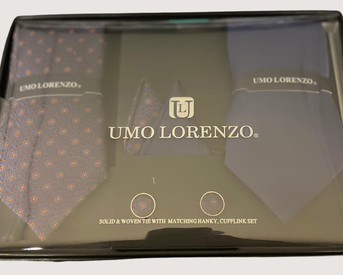 Umo Lorenzo Solid &amp; Woven Tie Set