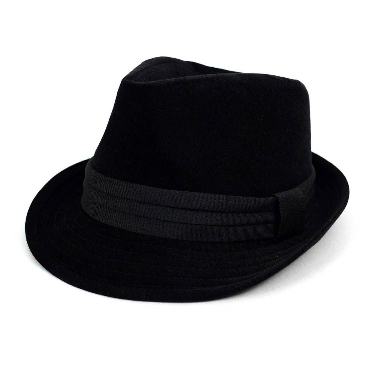 Soft Valor/Velvet Fedora Hat with Black Band Trim -H1805015